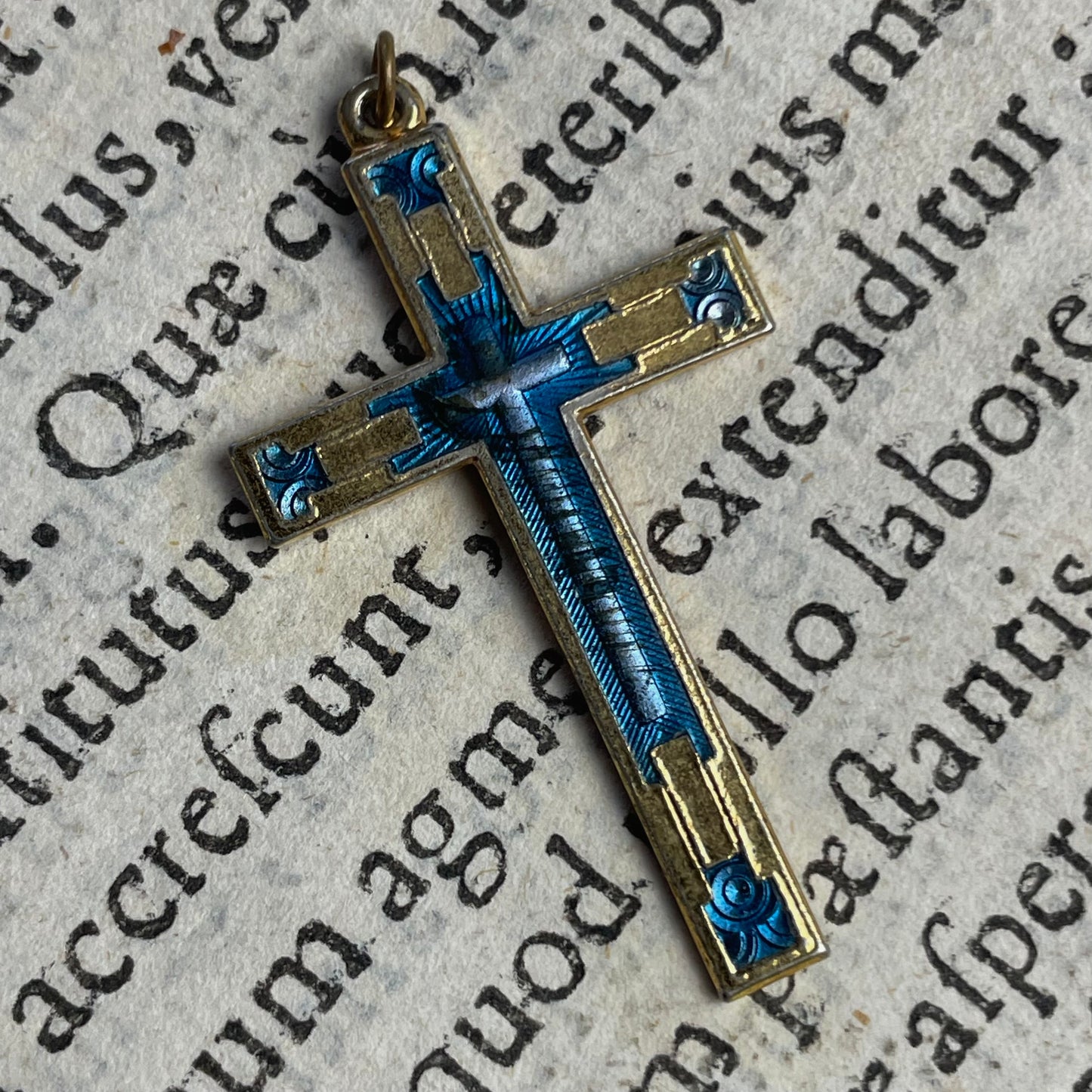 Blue & Gold Cross Pendant
