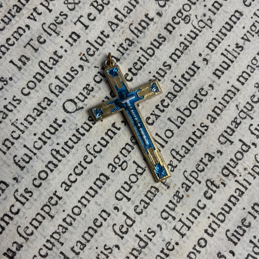 Blue & Gold Cross Pendant