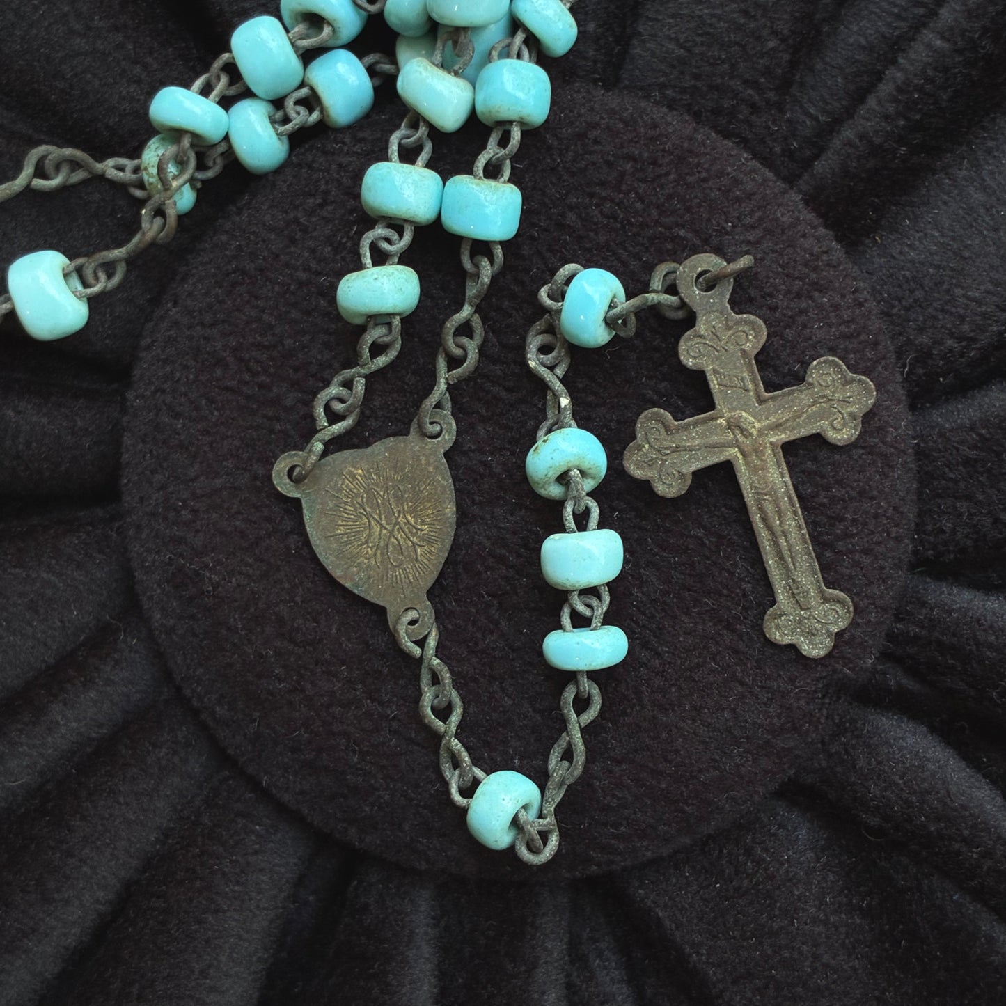 Light Blue Glass Italian Rosary