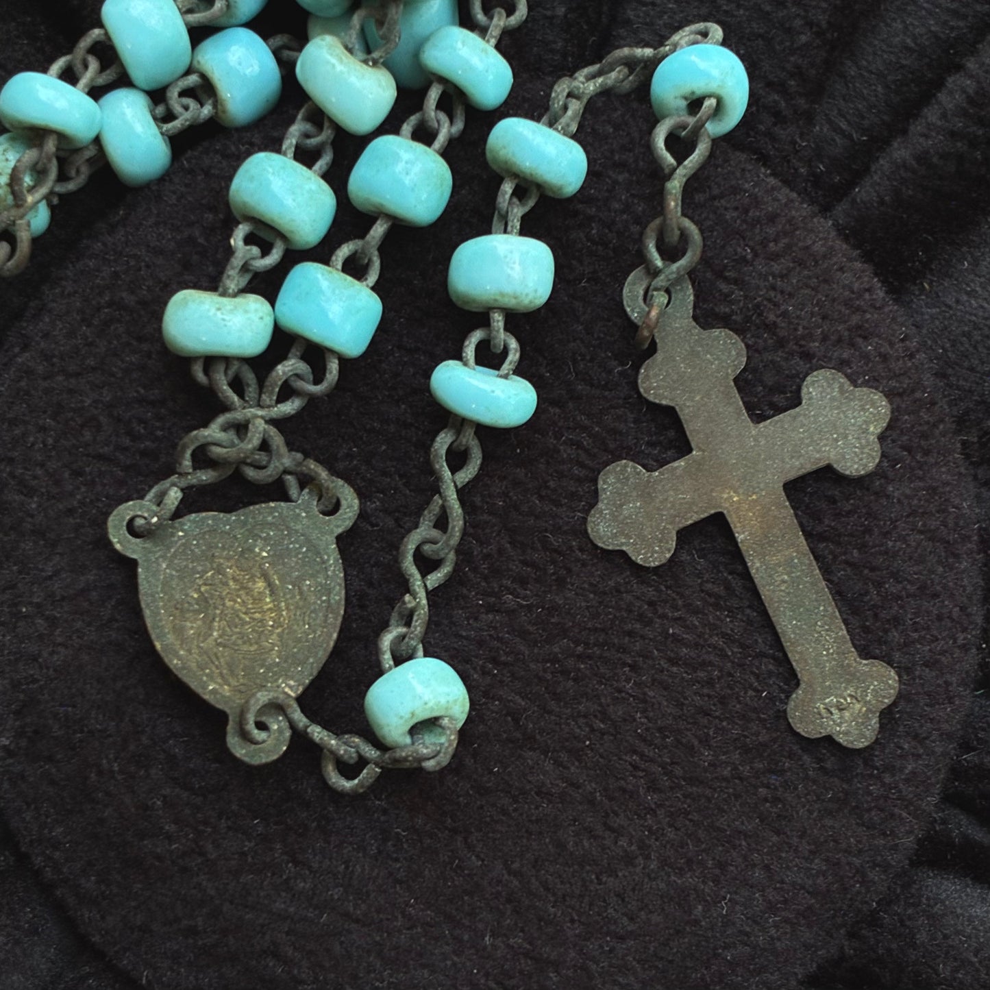 Light Blue Glass Italian Rosary