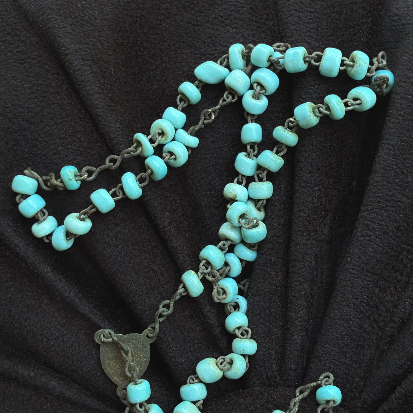 Light Blue Glass Italian Rosary