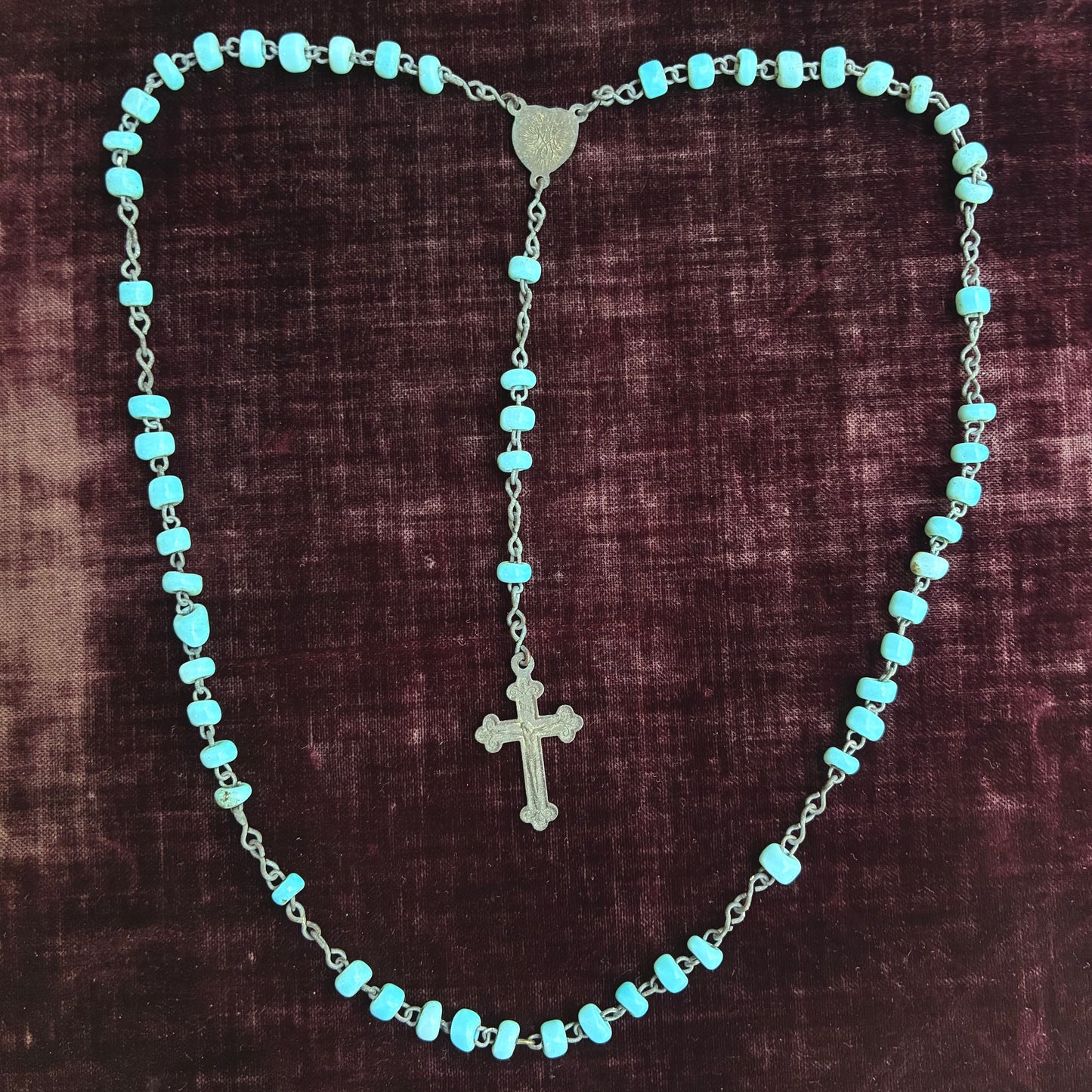 Light Blue Glass Italian Rosary