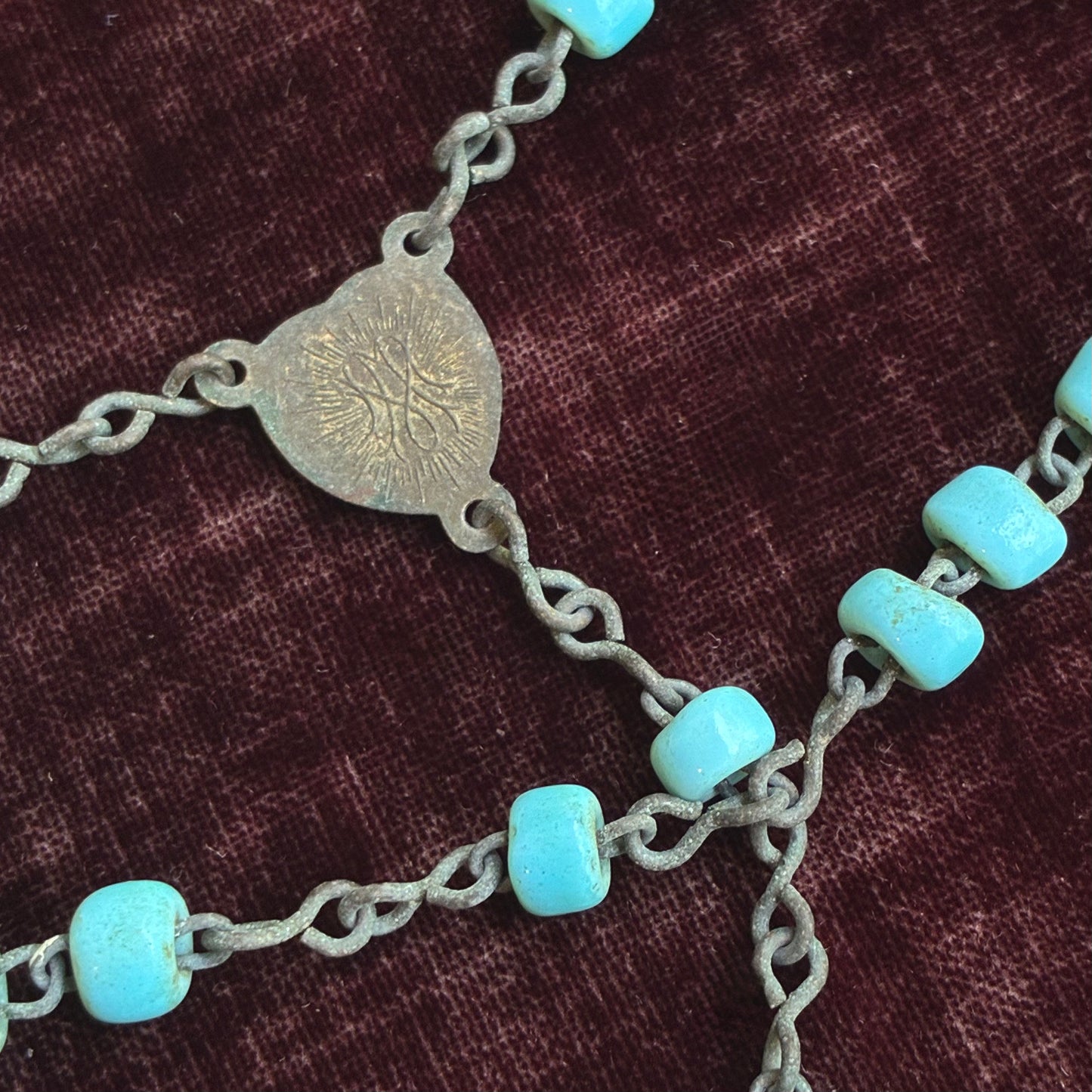 Light Blue Glass Italian Rosary